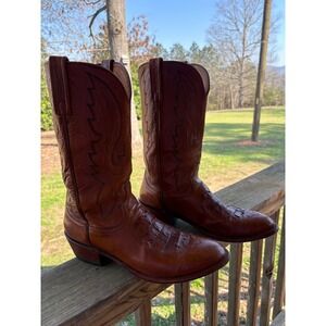 Lucchese Classics Mens Cognac Brown Caiman Tail Leather Cowboy Boots Western